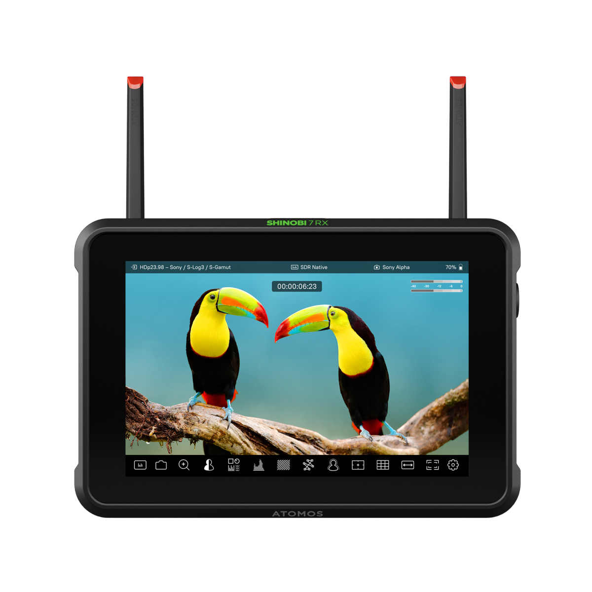 Atomos Shinobi 7 RX monitor elölnézet