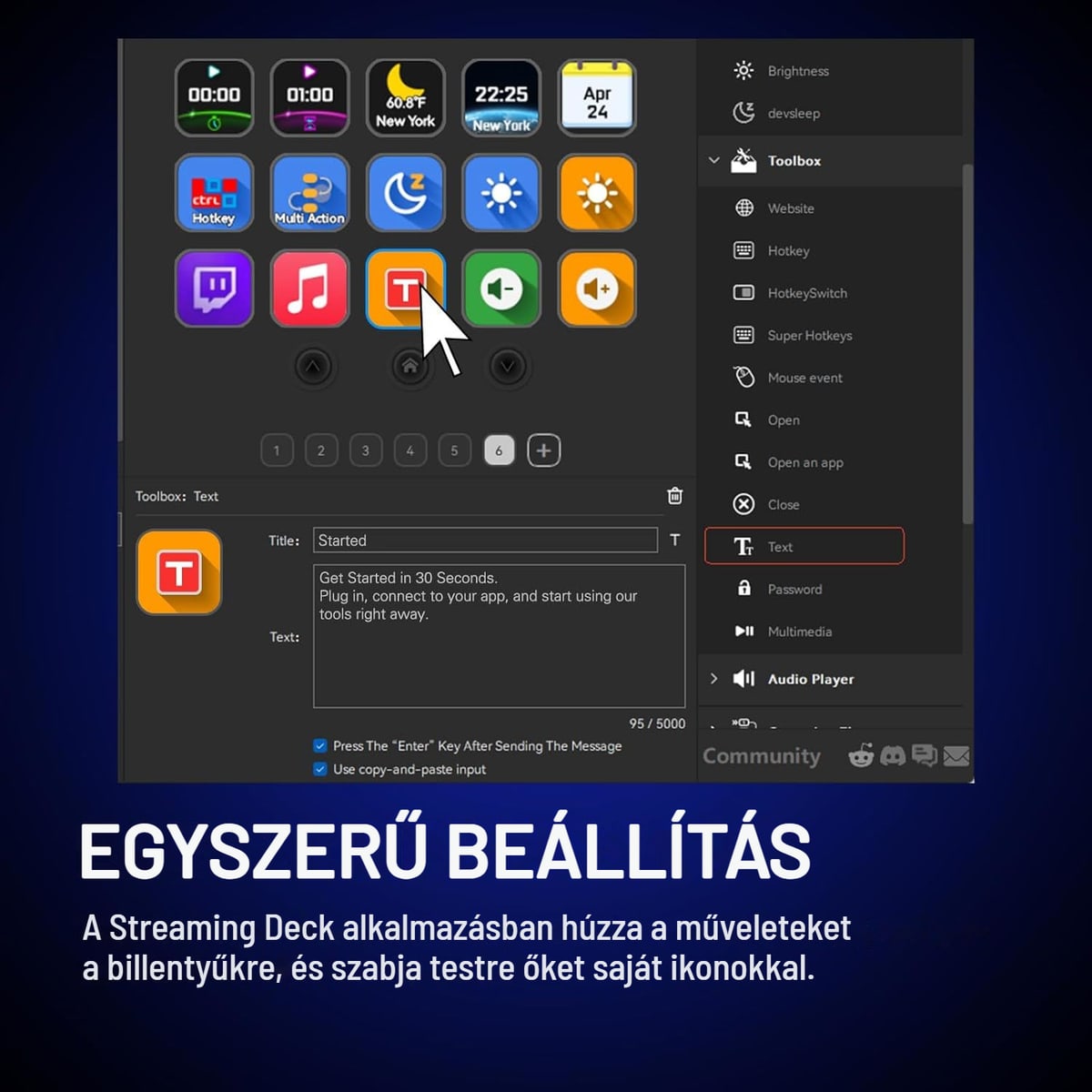 Beállítás a Streaming Deck alkalmazásban