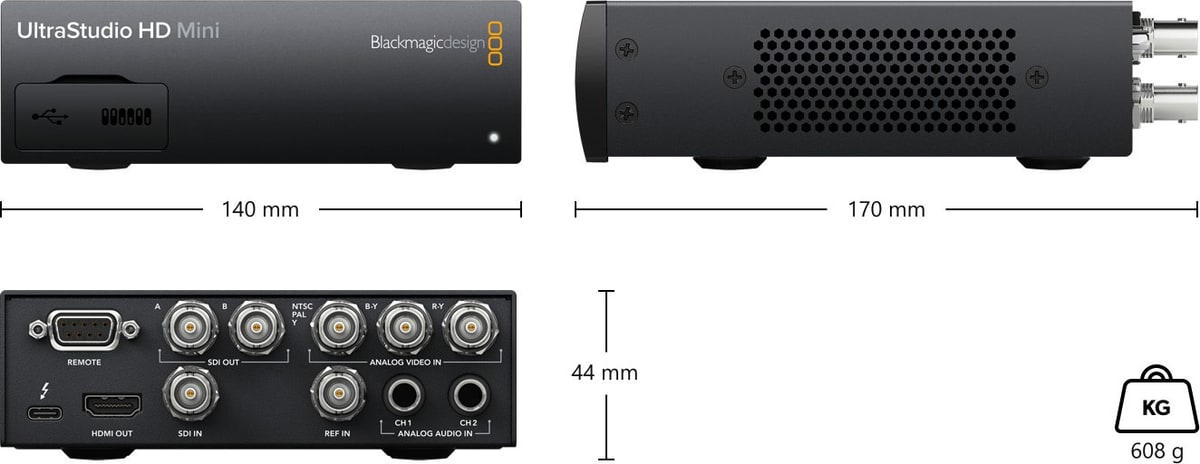 Blackmagic Design UltraStudio HD Mini – Méretek és tömeg