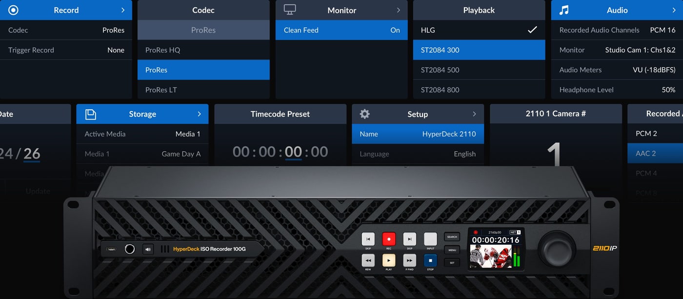 HyperDeck ISO Recorder 100G – Blackmagic OS