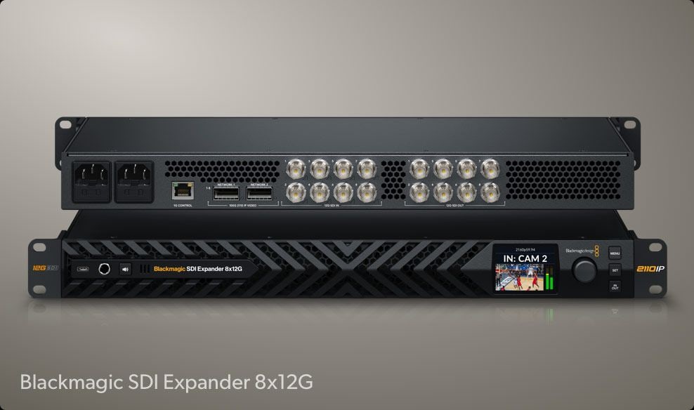 HyperDeck ISO Recorder 100G – 12G-SDI a Blackmagic SDI Expander 8x12G-vel