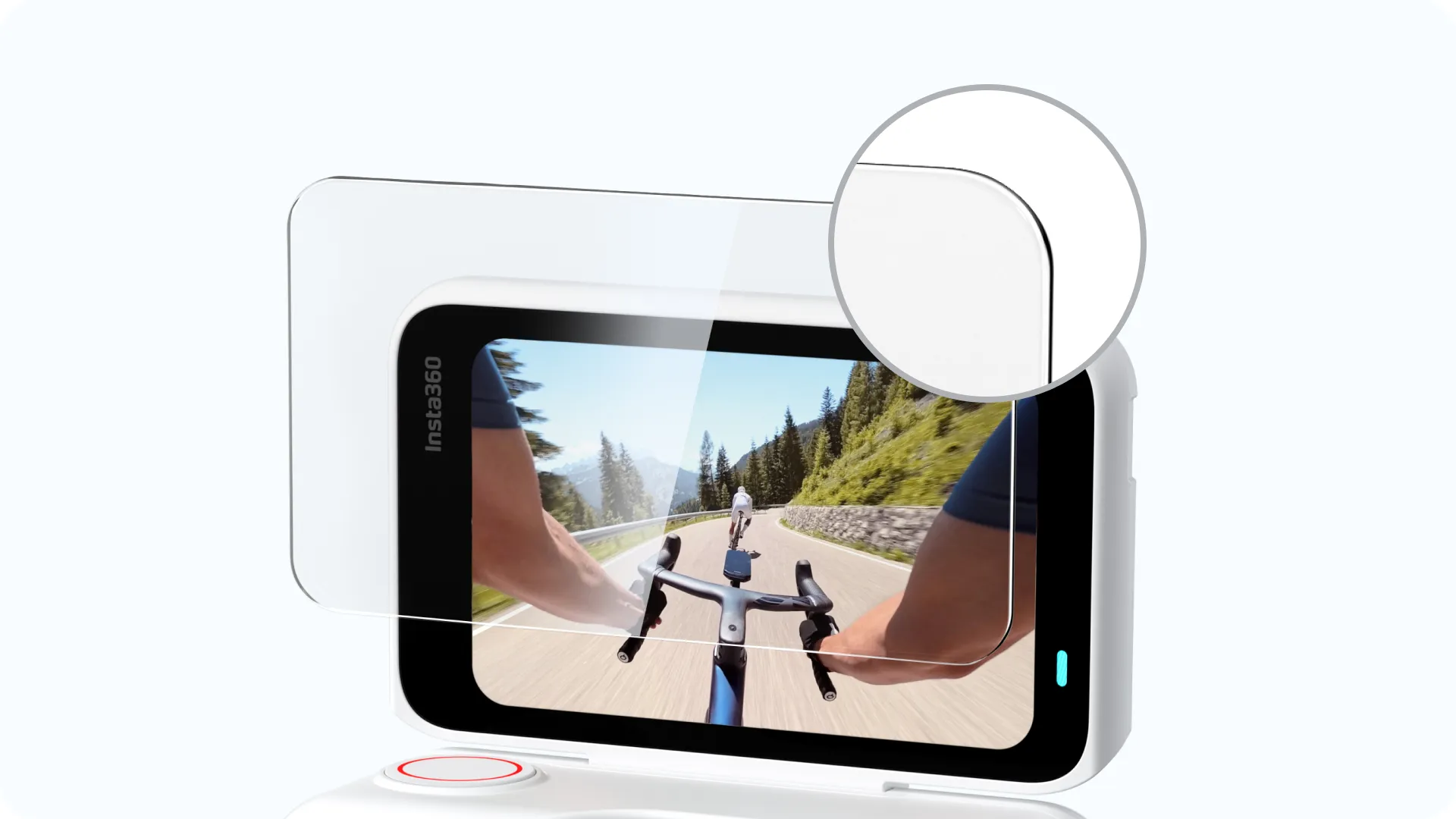 Az Insta360 GO Ultra kijelzővédő lekerekített szélei
