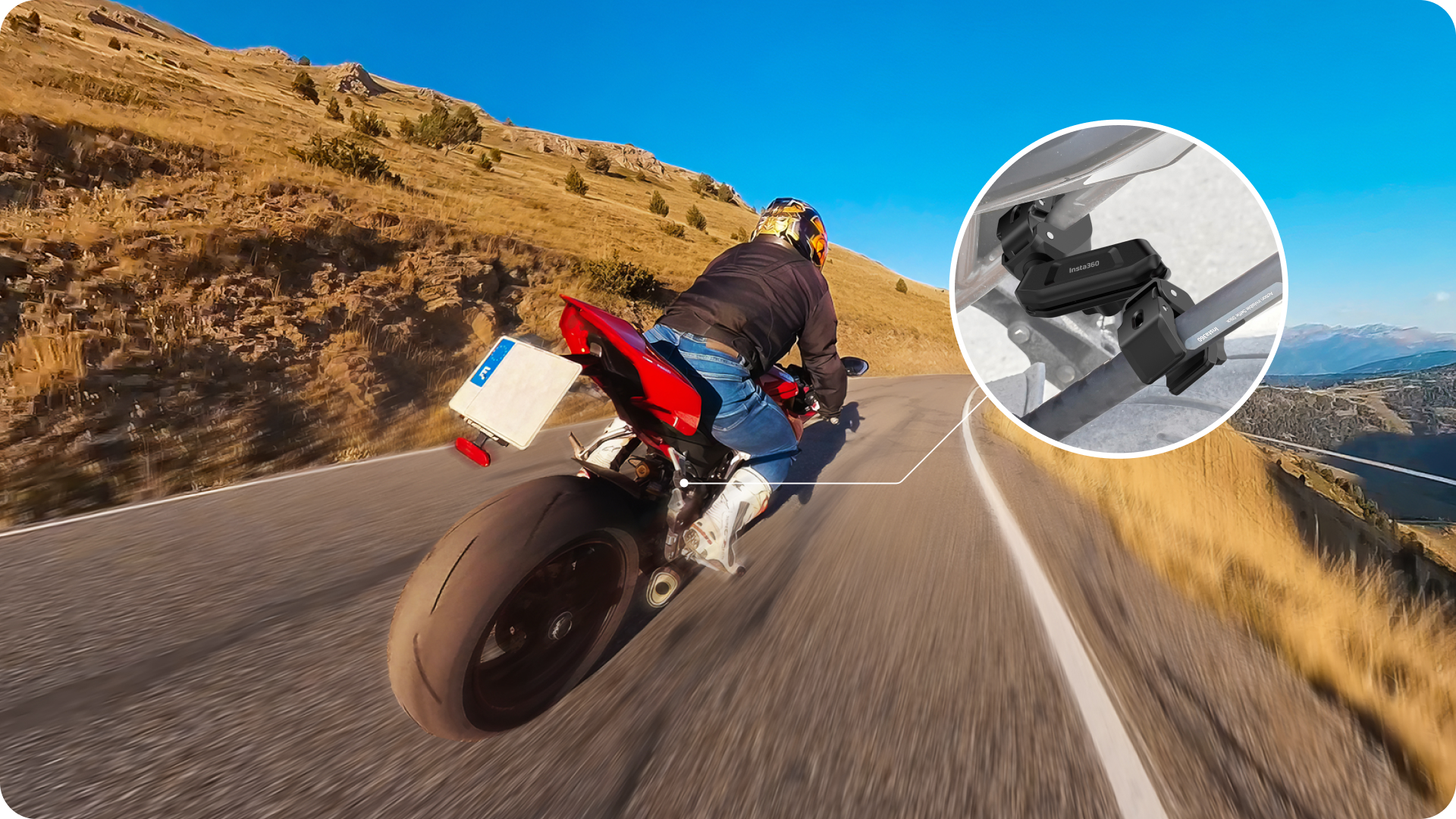 Insta360 Crab Clamp kamera rögzítése motoros felvételhez