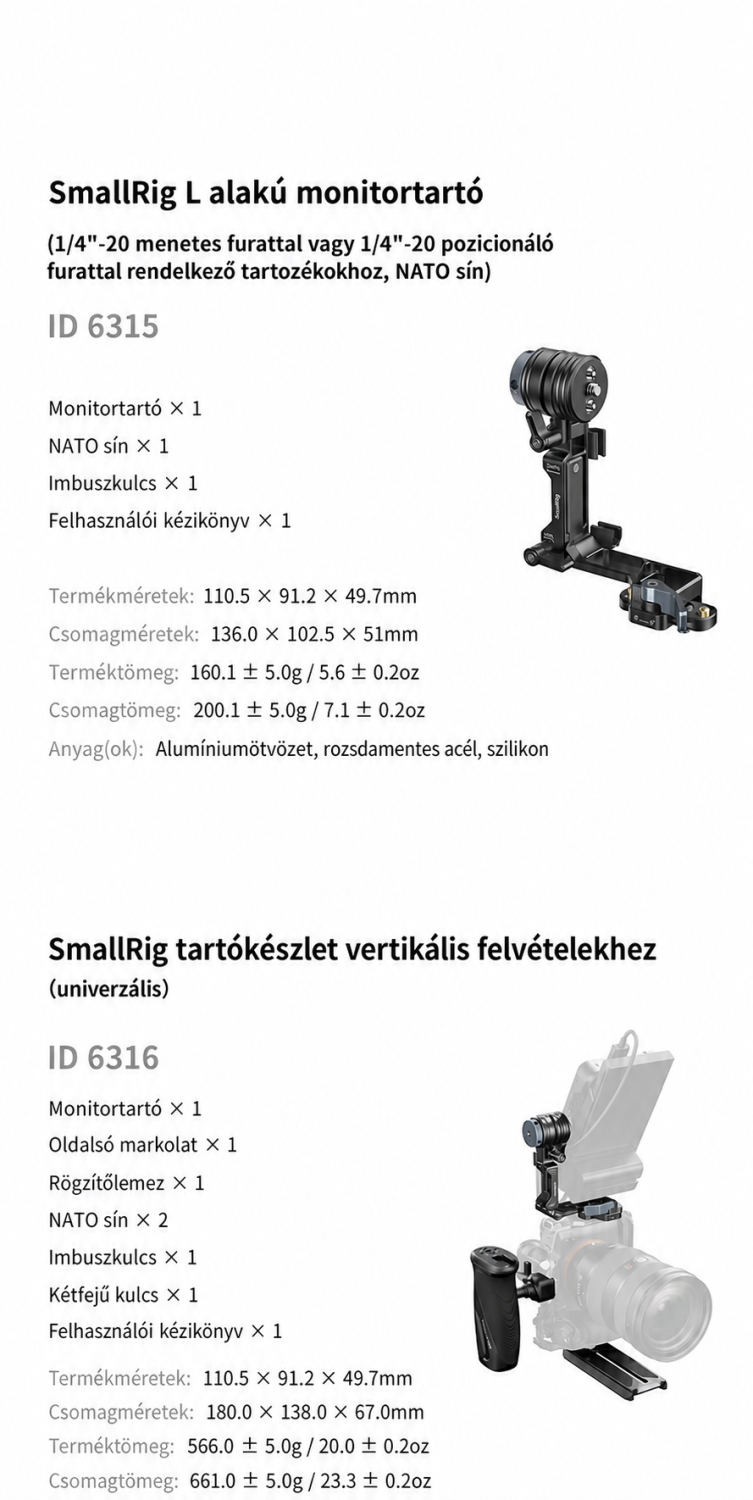 SmallRig Monitor Support 6314 – maďarská infografika 10