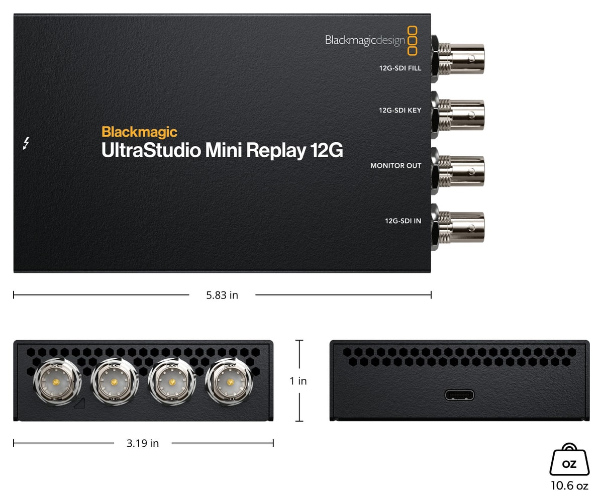 UltraStudio Mini Replay 12G – Méretek és tömeg