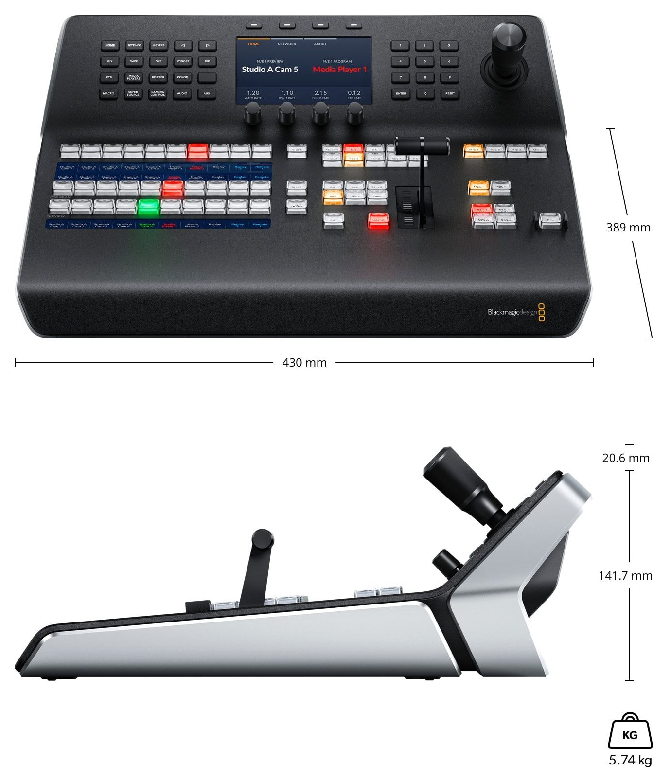 ATEM 1 M/E Advanced Panel 10 – Méretek