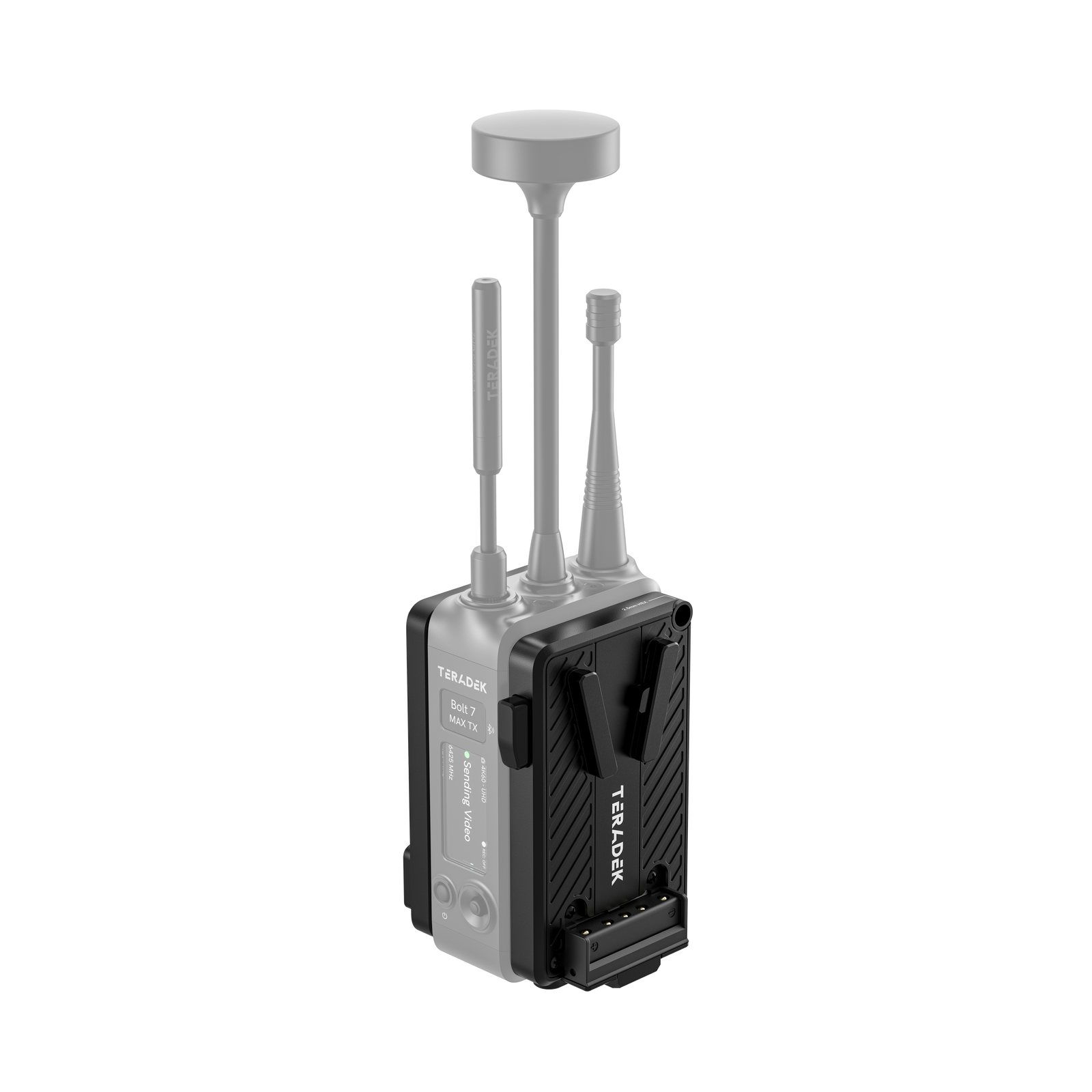 V-Mount battery cradle Teradek Bolt 7 adóra szerelve