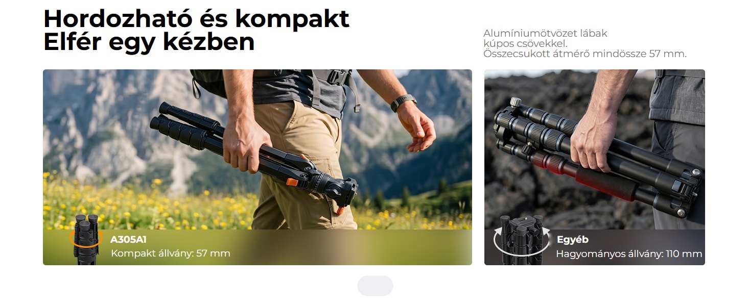 K&F Concept A305A1+FH-04 – 162 cm-es alumínium videóállvány fluid fejjel