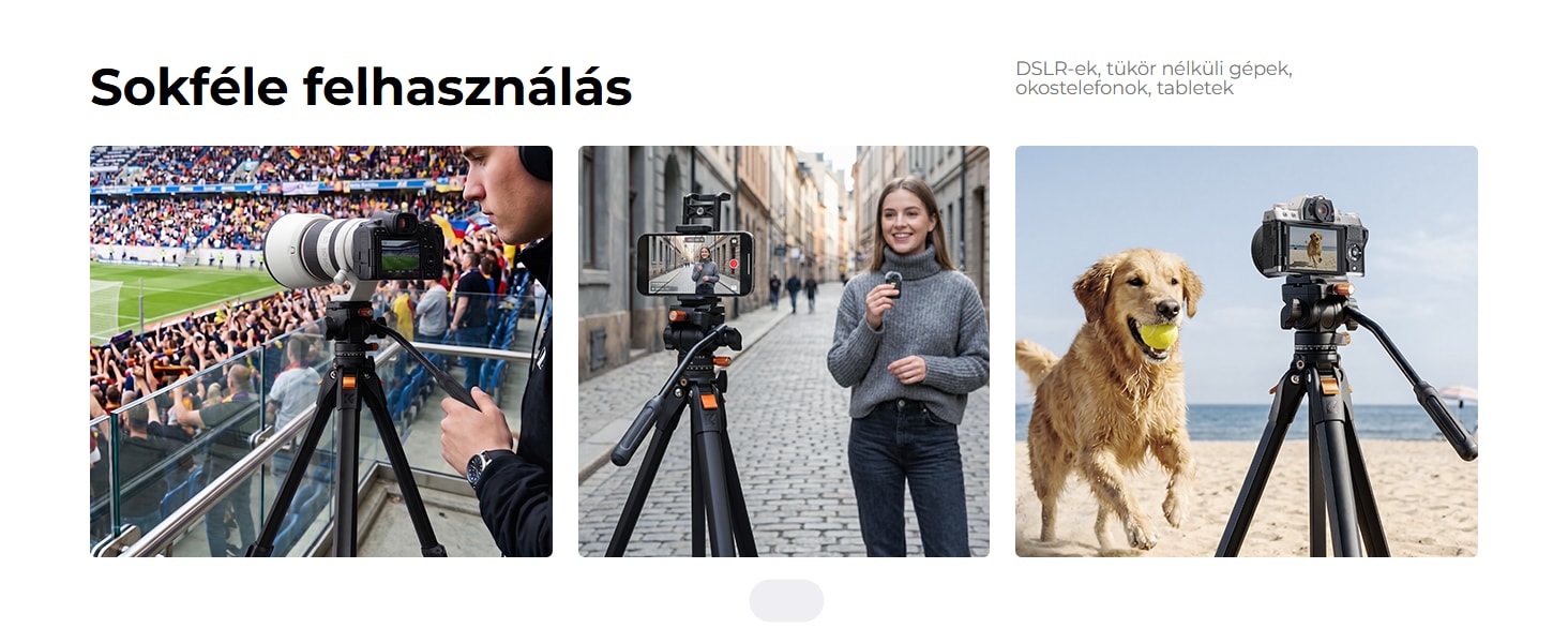 K&F Concept A305A1+FH-04 – 162 cm-es alumínium videóállvány fluid fejjel