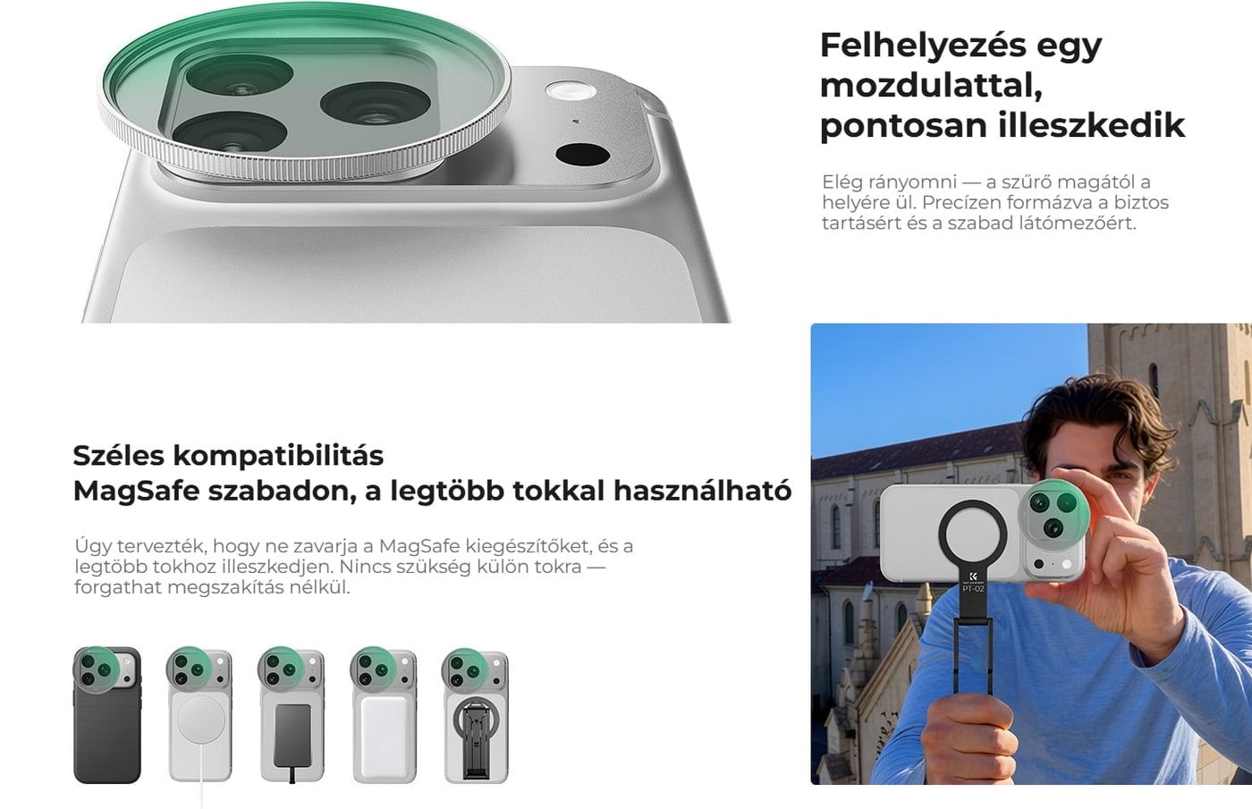 Felhelyezés egy mozdulattal, a MagSafe szabad marad