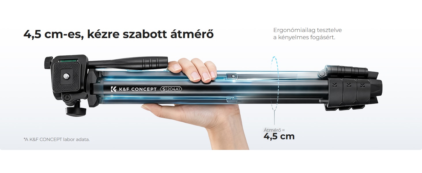 K&F Concept S204A1 – alumínium utazóállvány 147 cm, 3 irányú fejjel