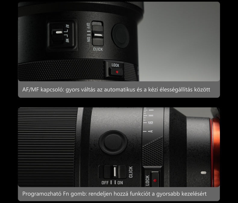 Meike 85mm F1.4 STM MIX II SL – Kezelőszervek az objektíven