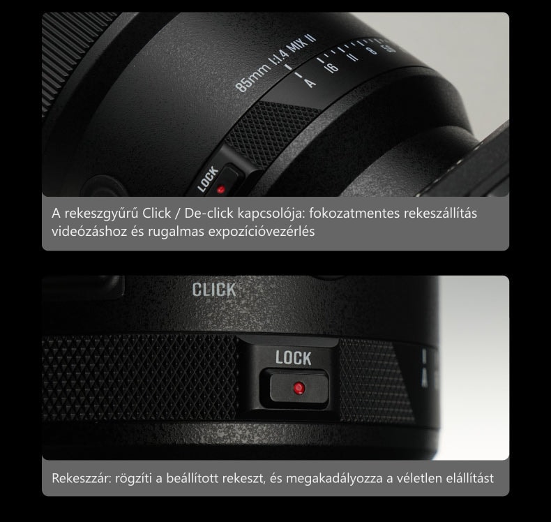 Meike 85mm F1.4 STM MIX II FE – Kezelőszervek az objektíven