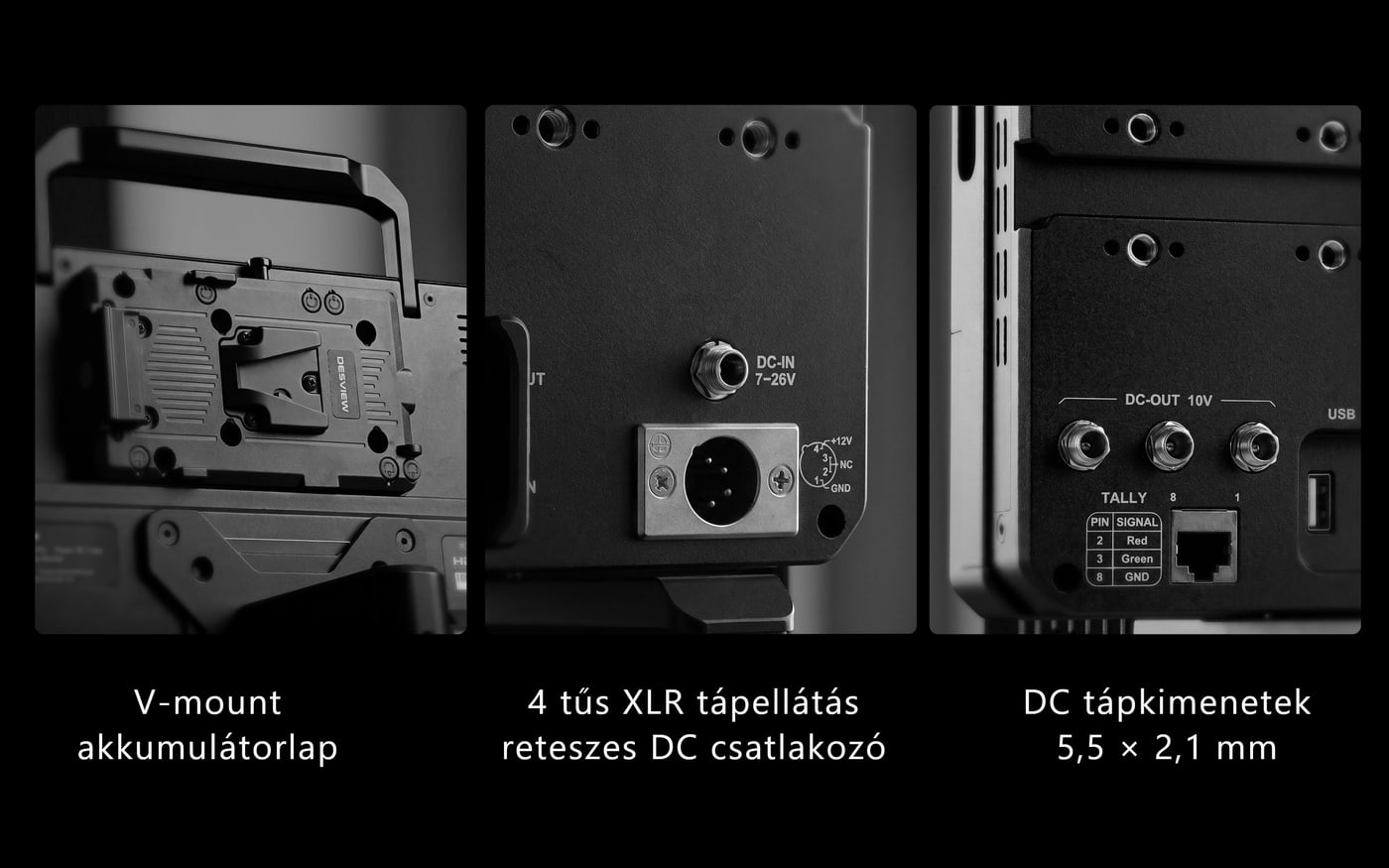 Desview Core OL14 Pro – Tápellátás be és ki