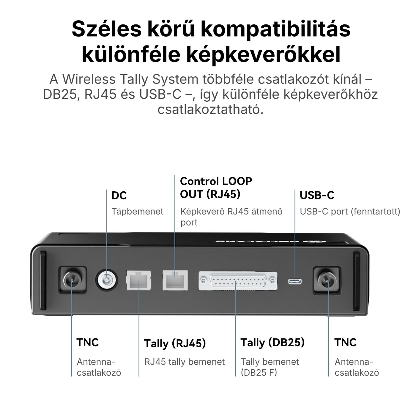 Hollyland HL-TCB05 tally kábel DB25 apa – DB9 anya – Tally (DB25) bemenet a tally állomáson