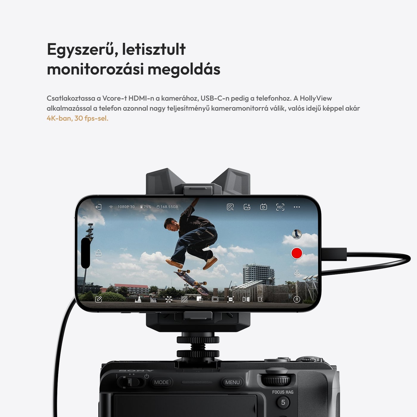 Hollyland Vcore – Kameramonitor USB-C-n keresztül