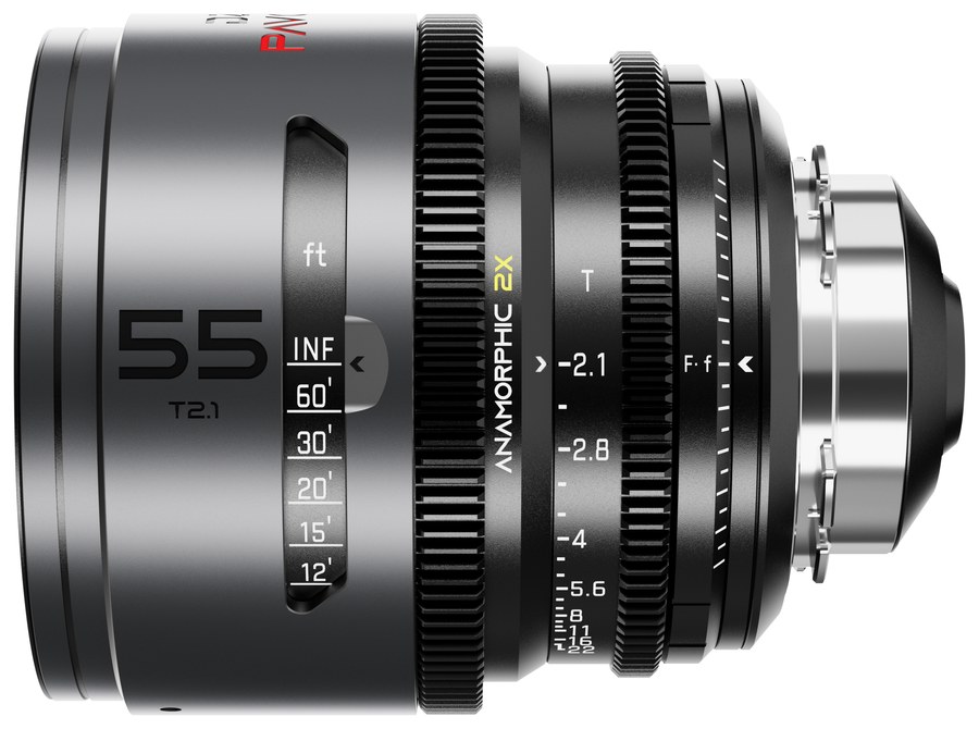 DZOFILM Pavo 55 mm T2,1 anamorf 2× – Neutral, PL/EF, lábskála – PL bajonett