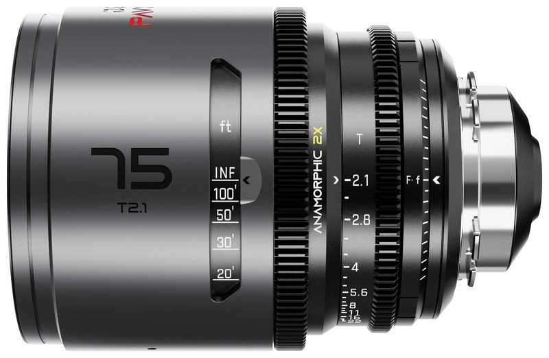 DZOFILM Pavo 75 mm T2,1 anamorf 2× – Neutral, PL/EF, lábskála