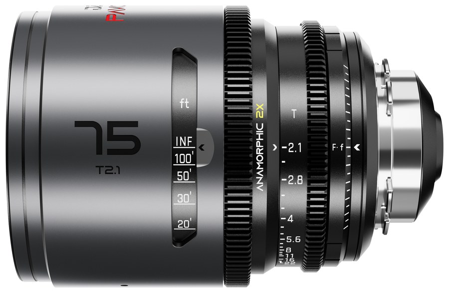 DZOFILM Pavo 75 mm T2,1 anamorf 2× – Neutral, PL/EF, lábskála – PL bajonett