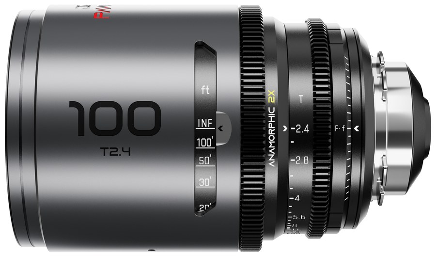 DZOFILM Pavo 100 mm T2,4 anamorf 2× – Neutral, PL/EF, lábskála – PL bajonett