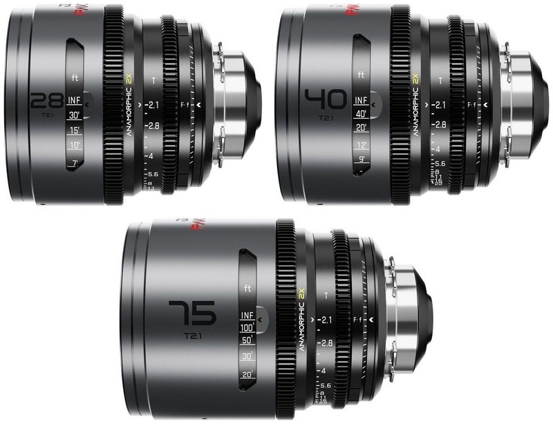 DZOFILM Pavo szett 28/40/75 mm anamorf 2× – Neutral, PL/EF, lábskála