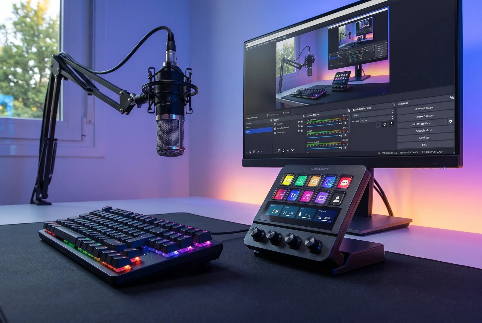 Mars Gaming MSD-PRO egy streamer asztalán