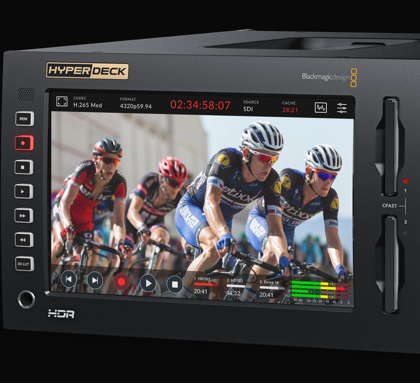 HyperDeck Extreme 8K HDR – Nagy, fényes érintőképernyő