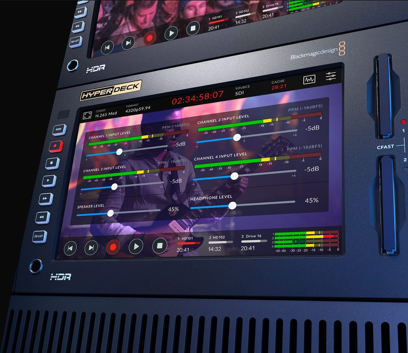 HyperDeck Extreme 8K HDR – Többcsatornás SDI és analóg hang