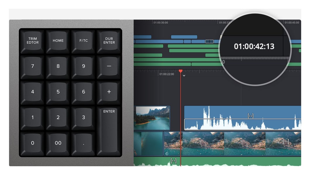 DaVinci Resolve Editor Keyboard – Timecode-számbillentyűzet