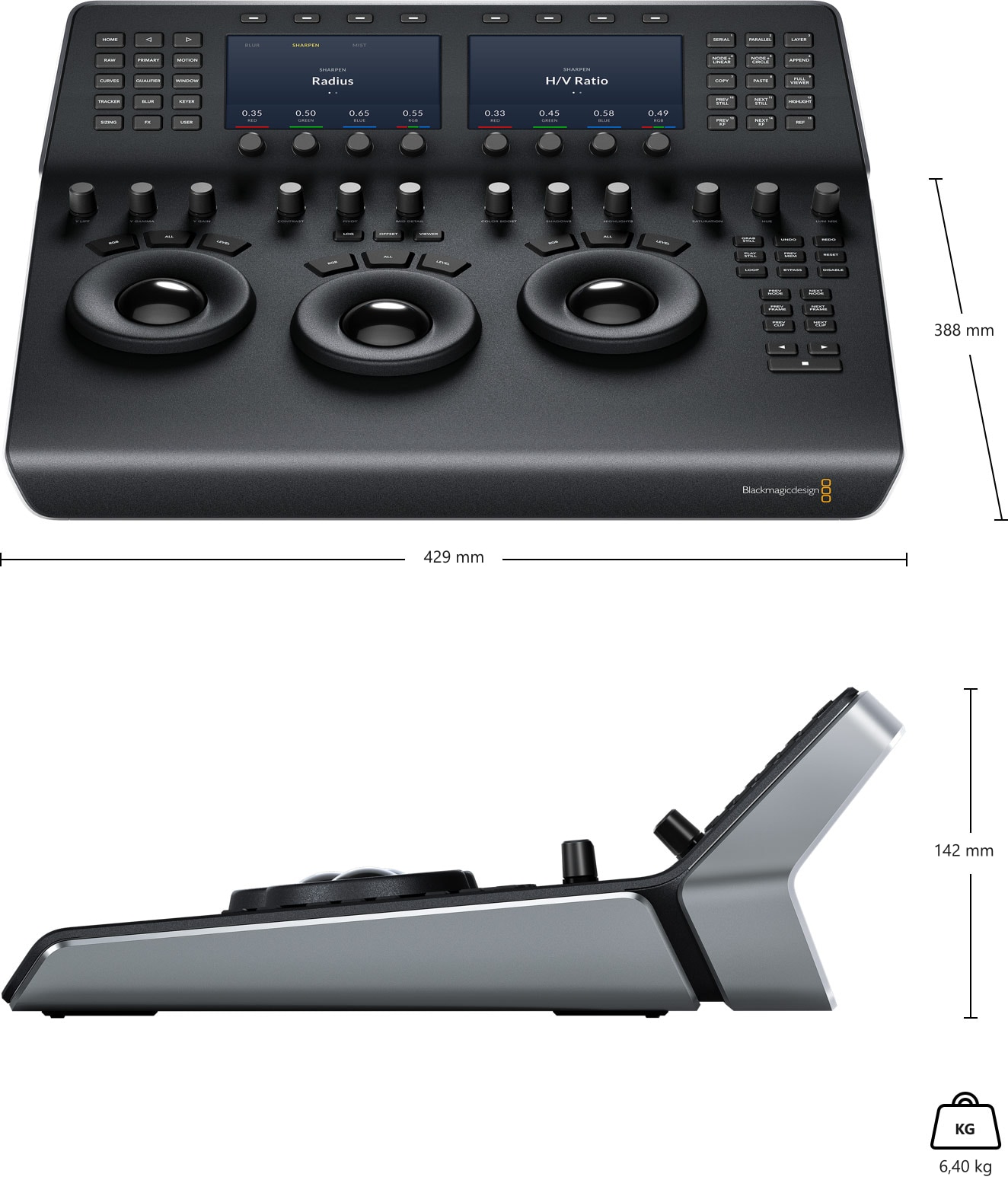 DaVinci Resolve Mini Panel – Méretek és tömeg
