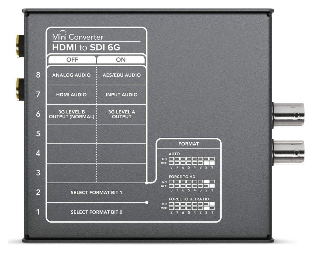 Mini Converter HDMI to SDI 6G – Beállítás mini kapcsolókkal vagy USB-n
