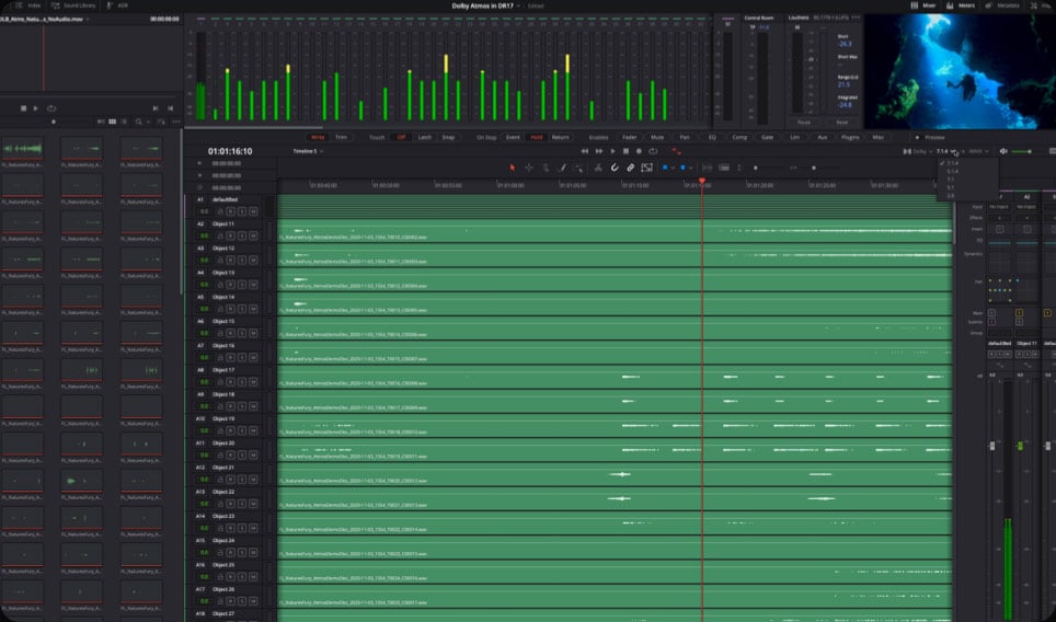 DaVinci Resolve Studio – Térhatású hang és Dolby Atmos