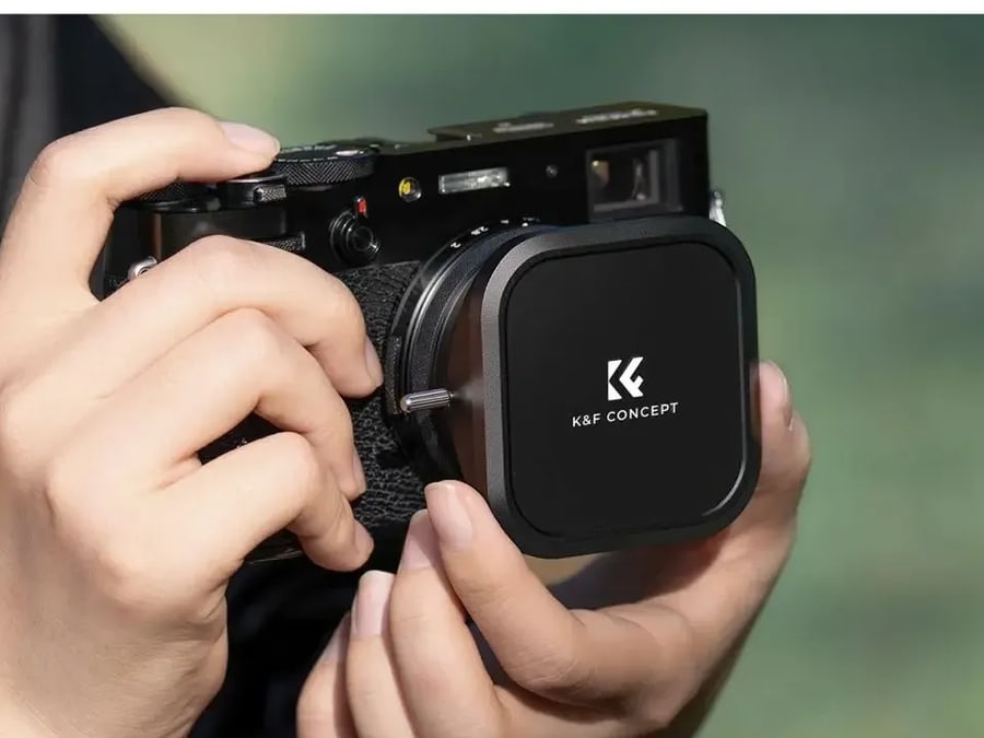 K&F Concept készlet: UV szűrő, napellenző és sapka Fujifilm X100 fényképezőgéphez, fekete