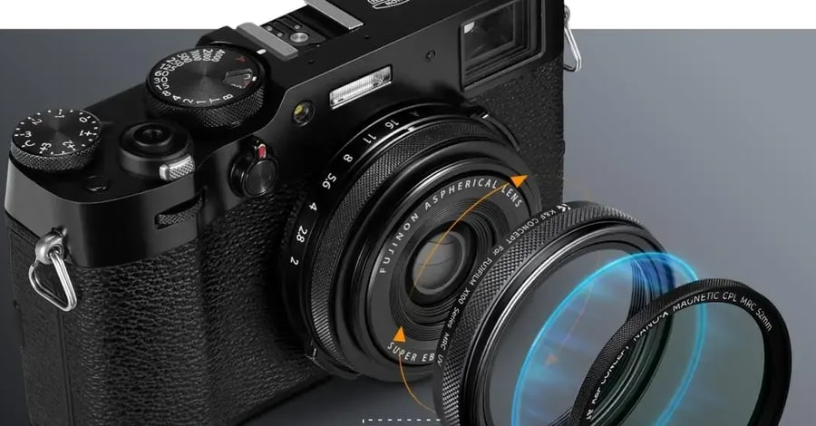 K&F Concept készlet: UV szűrő, napellenző és sapka Fujifilm X100 fényképezőgéphez, fekete