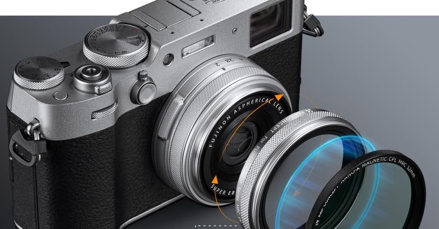 K&F Concept készlet: UV szűrő, napellenző és sapka Fujifilm X100 fényképezőgéphez, ezüst