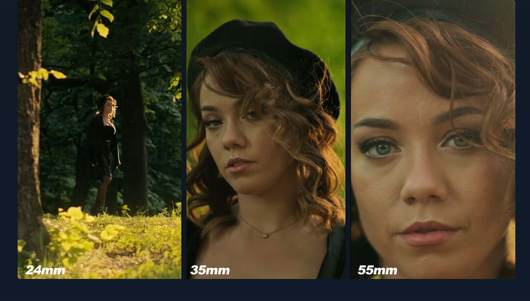 Sirui Nightwalker 24 mm T1,2 S35 manuális cine objektív (Fujifilm X, fekete) – 24 mm a 24, 35 és 55 mm-es hármasban