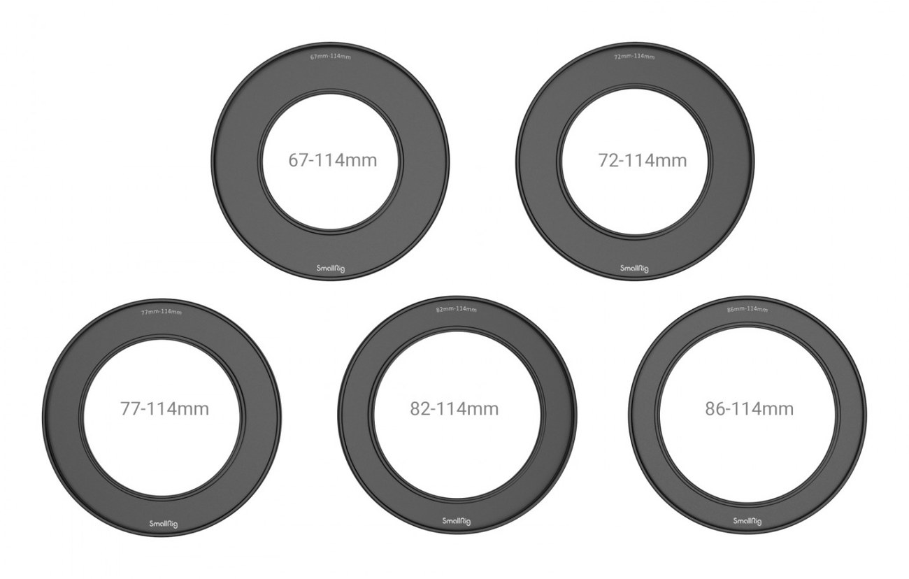 Screw-In Reduction Ring Set with Filter Thread (67mm/72mm/77mm/82mm/86mm-114mm) for Matte Box 2660