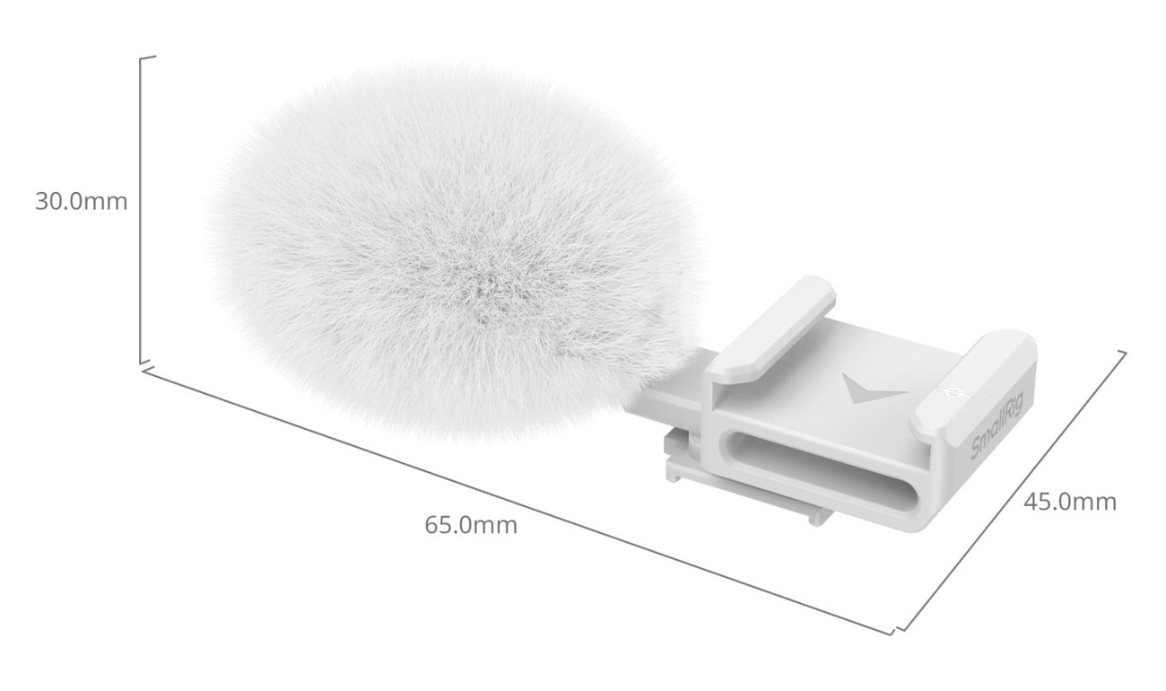 Cold Shoe Adapter with Furry Windscreen (White) for Sony ZV series cameras