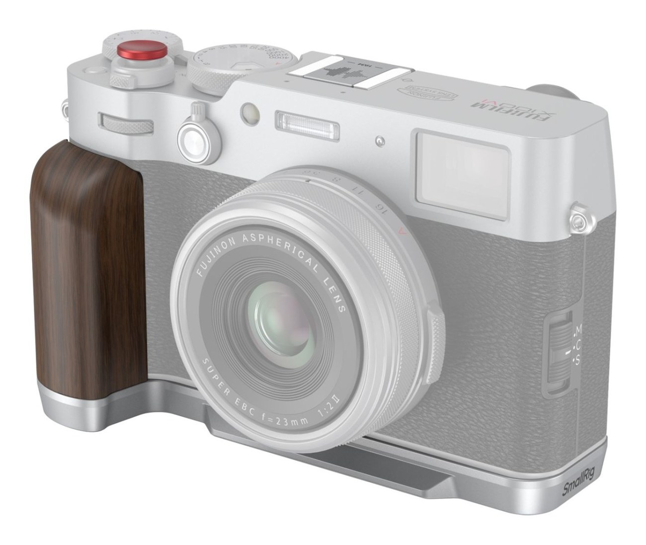 Wooden L-Shape Grip for FUJIFILM X100VI / X100V (Silver)
