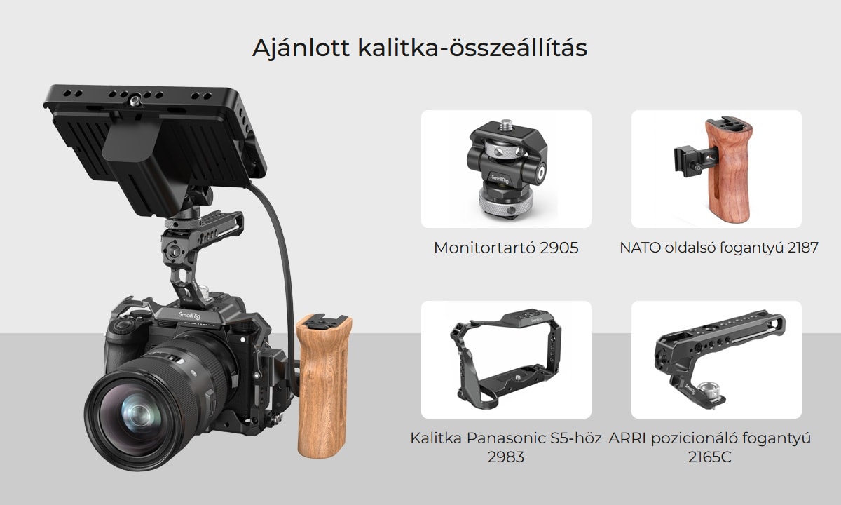 SmallRig Wooden Side Handle with NATO Clamp 2187C