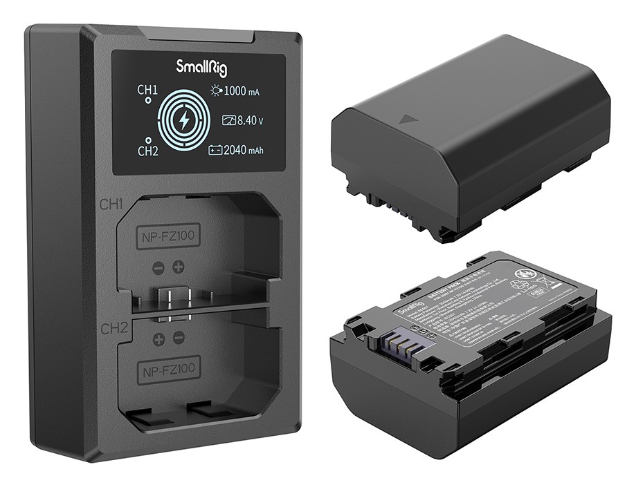 SmallRig NP-FZ100 Camera Battery and Charger Kit 3824B – Két akkumulátor, egy kettős töltő