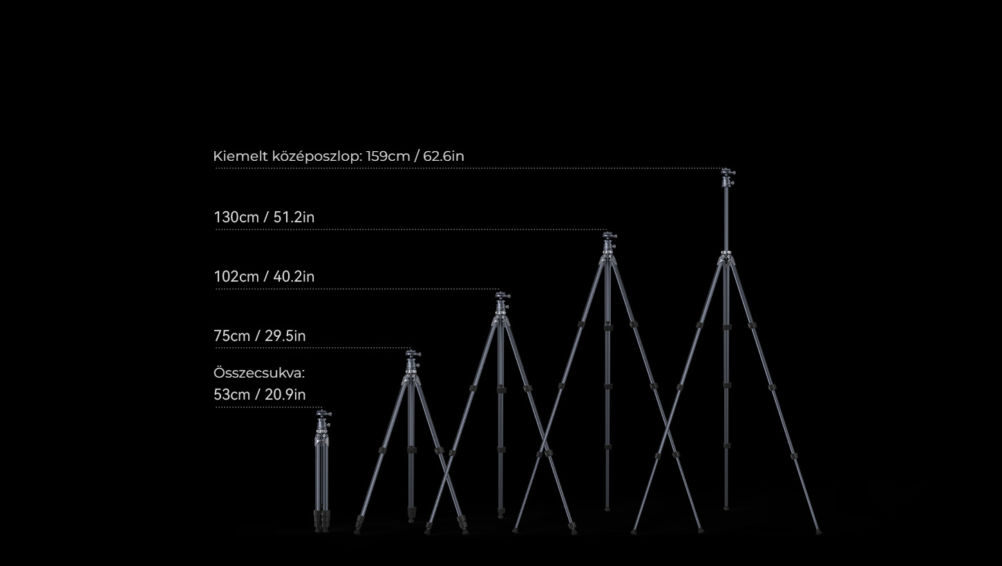 Category/Tripods/Photo Tripods Travel Tripod AP-02 | Compact, 8kg Load | SmallRig-SKU:4222B/Material(s):Aluminum Alloy/Tripod Load Capacity:15kg/Head Load Capacity:8kg/Working Height:75.0 - 159.0cm/Net