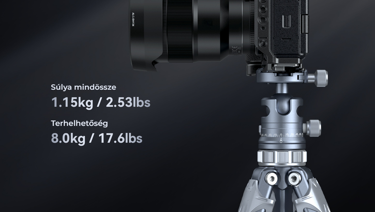 Category/Tripods/Photo Tripods Travel Tripod AP-02 | Compact, 8kg Load | SmallRig-SKU:4222B/Material(s):Aluminum Alloy/Tripod Load Capacity:15kg/Head Load Capacity:8kg/Working Height:75.0 - 159.0cm/Net