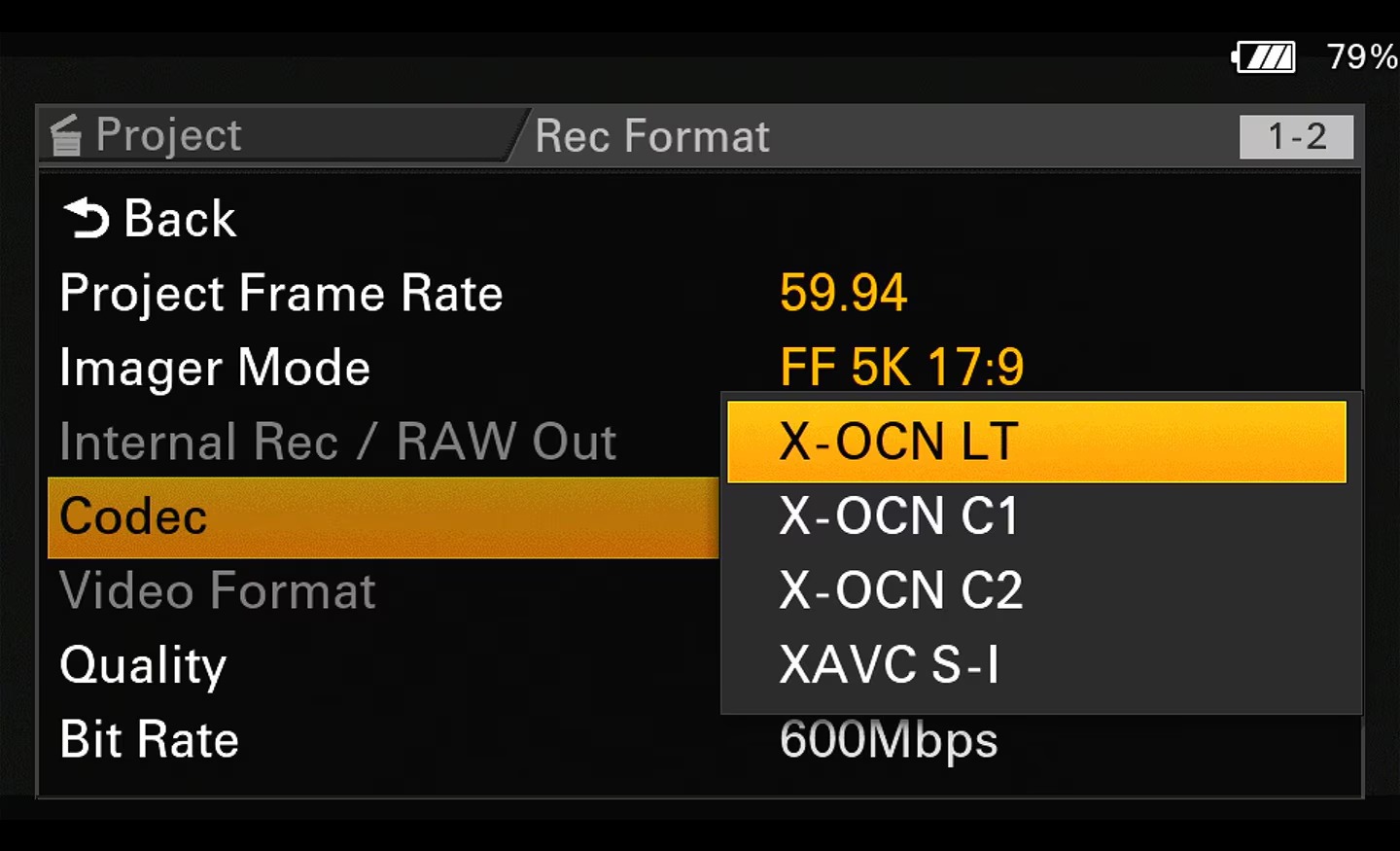 Belső X-OCN felvétel a Sony FX5-ben