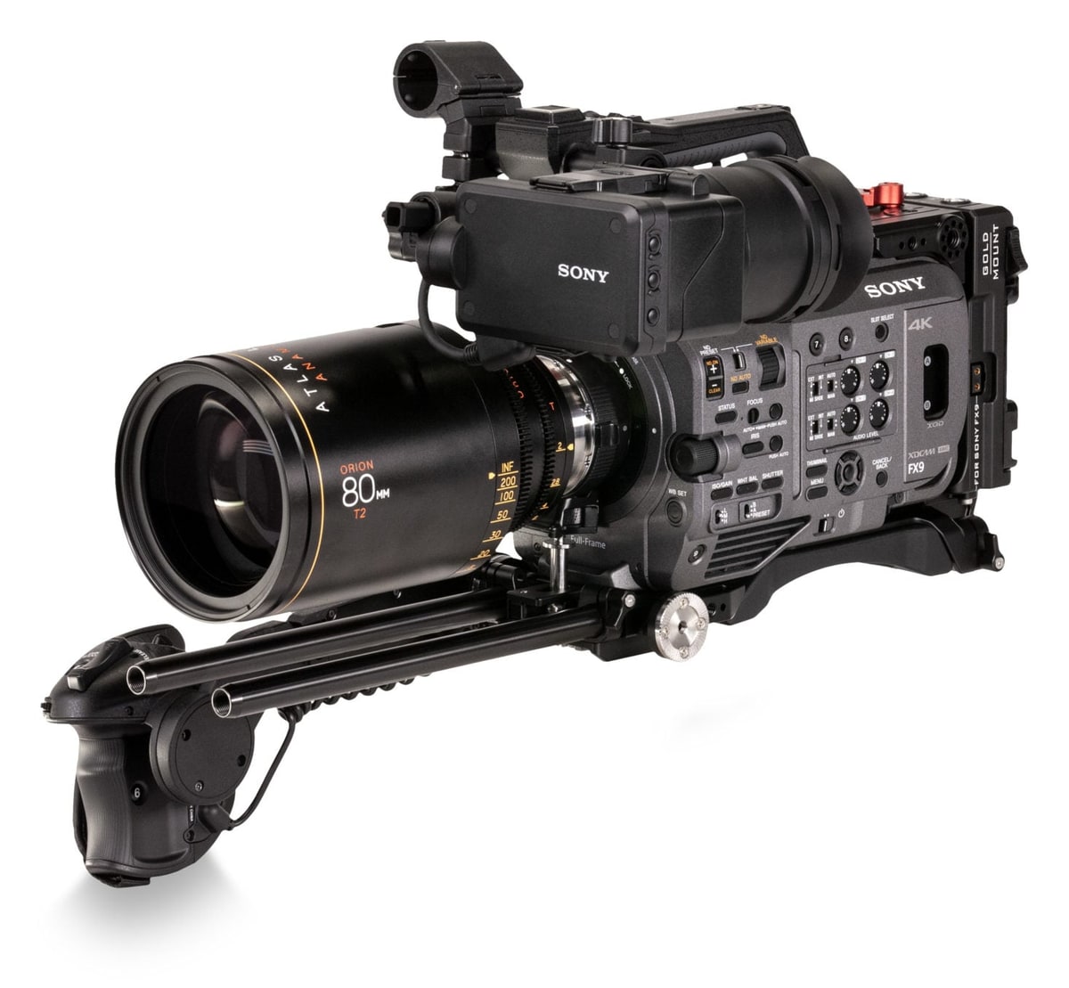 Tilta ES-T18 kamerakalitka a Sony PXW-FX9 géphez, Advanced kivitel Gold Mount akkumulátorlemezzel