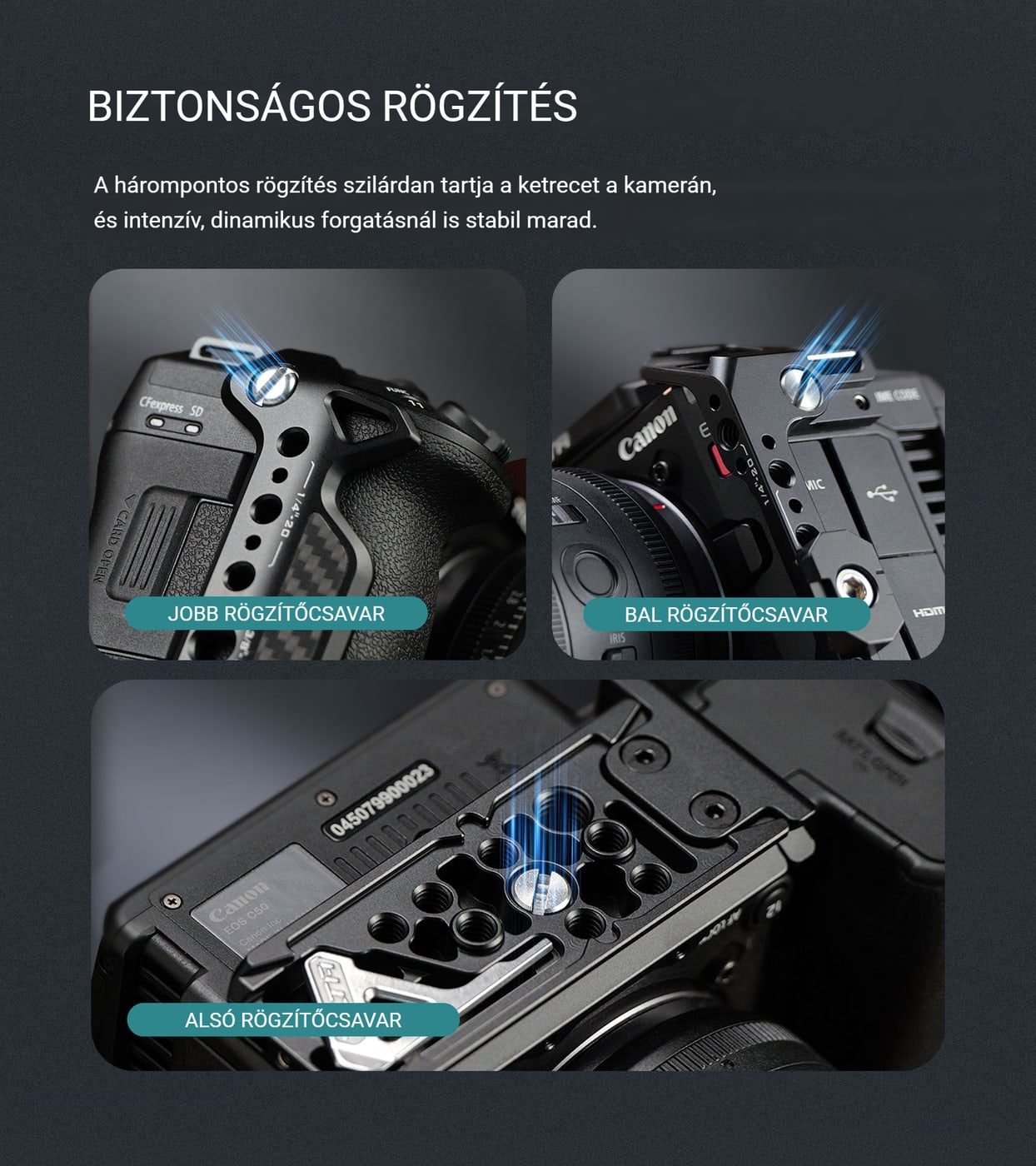 Biztonságos rögzítés három ponton