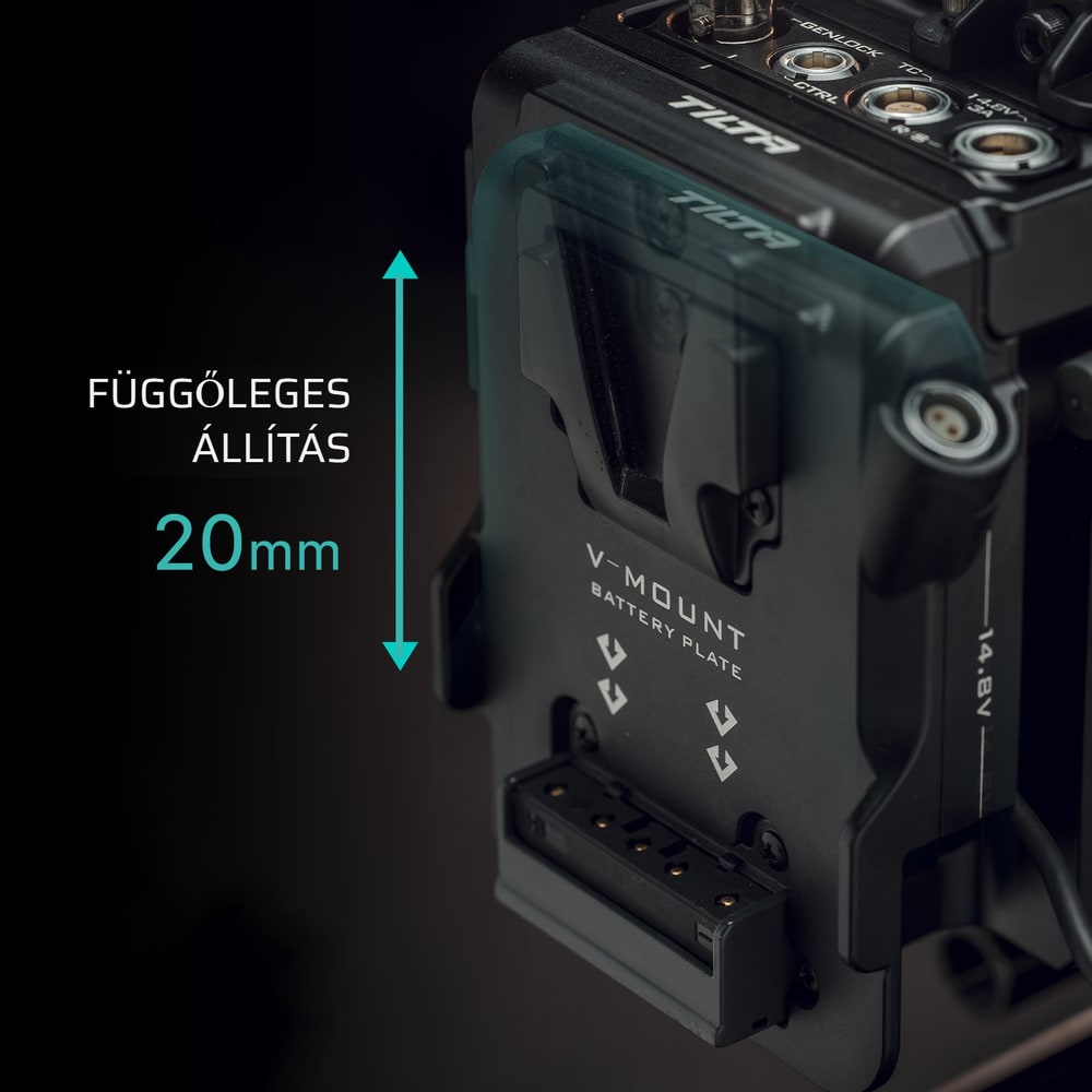 V-mount akkumulátorlemez 20 mm-es magasságállítással