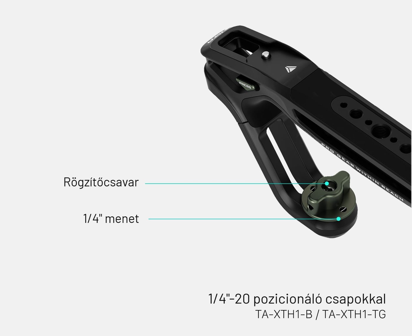 TA-XTH1-B — 1/4"-20 pozicionáló csapokkal