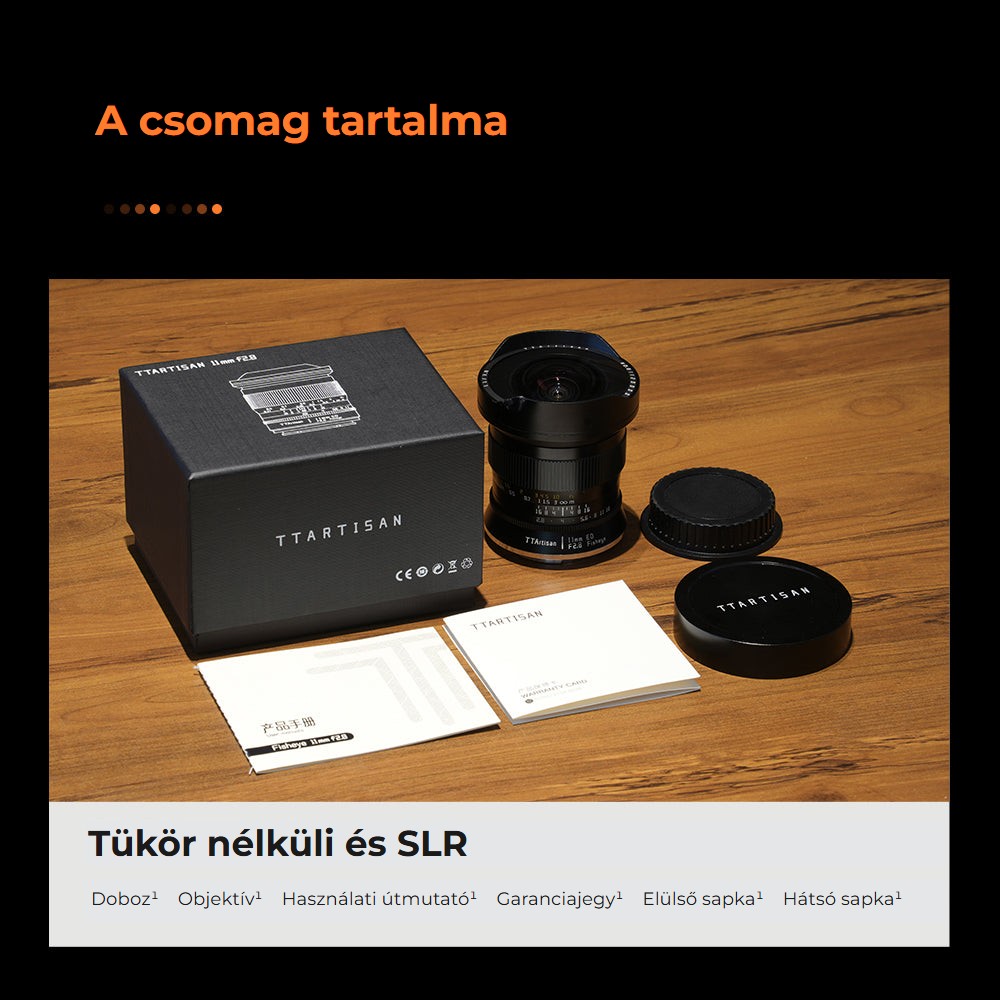 TTArtisan 11mm F2.8 Fisheye – A doboz tartalma