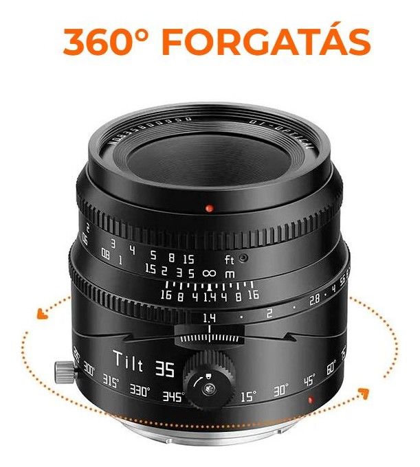 TTArtisan APS-C Tilt 35mm F1.4 – Dőlés akár 8°-ig és 360°-os forgatás
